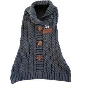 Gray Cable Knit Dog Sweater with Buttons